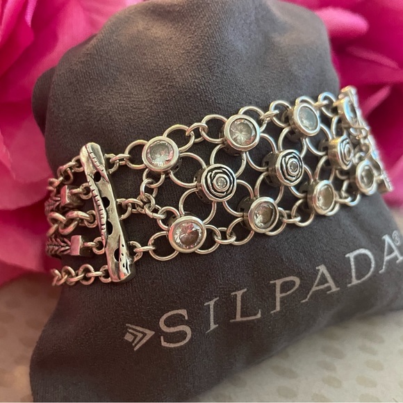 Silpada Cubic Zirconia Sterling Silver ‘CAVALIER’ Bracelet B2711 - Picture 8 of 17